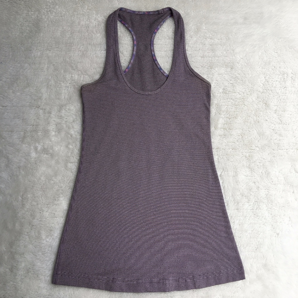 Lululemon Cool Racerback Striped Purple Tank Top 2 - Picture 2 of 5